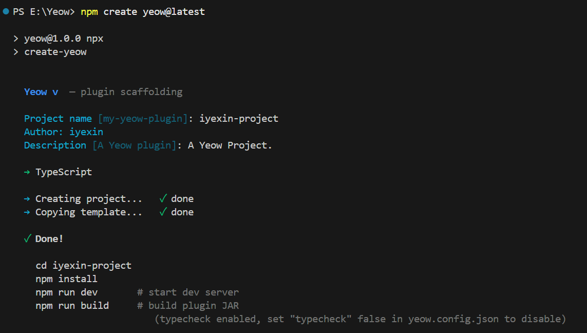 Create Yeow Project
