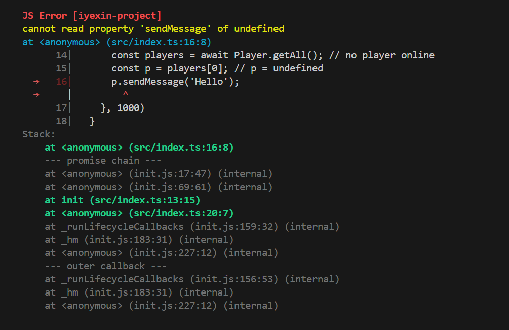 dev-server error location